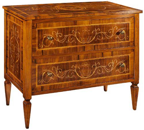 Comò 2 cassetti decorato intarsiato arte povera cod 11248