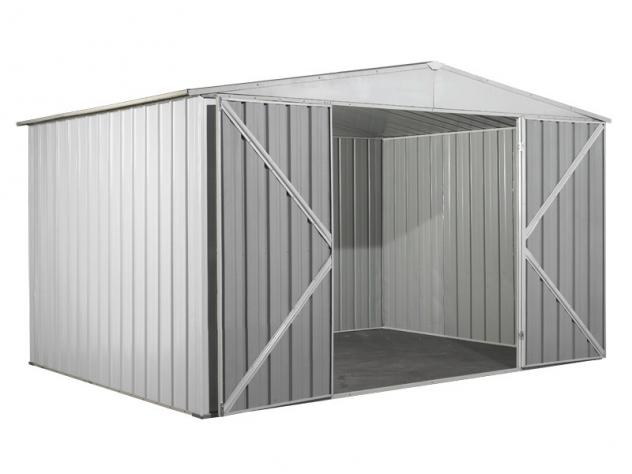 Box prefabbricato, casetta da giardino in lamiera zincata. Capanno deposito attrezzi in Acciaio Zincato 3.60 x 2.60 m x h2.12 m - Peso 130 KG - 9,36 M - Foto 3