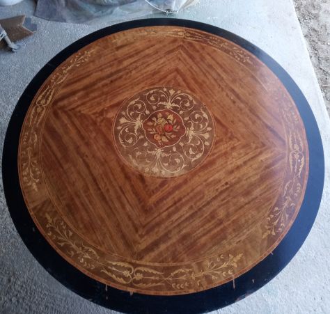 Piano Tavolo legno Intarsiato diametro 110 x 2 cm.