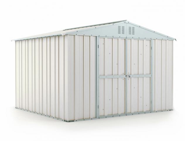 Box in Acciaio Zincato Casetta da Giardino in Lamiera 3.27 x 2.69 m x h2.15 m - 132 KG – 8.80 metri quadri - BIANCO - Foto 2