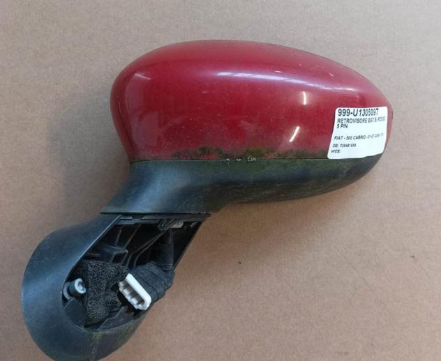 RETROVISORE EST. SX ROSSO MET. 5 PIN  999-U1305097 Vetri e Retrovisori  Cristalli  Retrovisori  Retrovisore ABARTH - 500 / 595 / 695 - 01-07-2008 - 01
