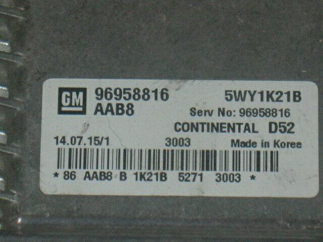 96958816 ECU centralina chevrolet spark gm 96958816 aab8 5wy1k21b - Foto 2