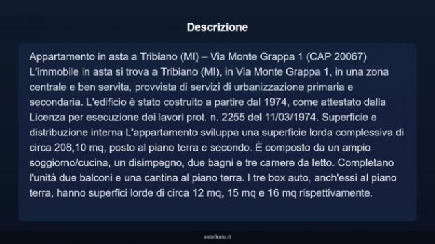 Immobile in asta di 208 m² con più di 5 locali e posto auto in vendita a Tribiano - Foto 4