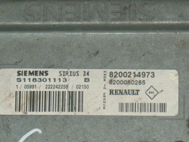 S118301113 ECU CLIO KANGOO S118301113B 8200214973 8200080285 SIRIUS 34 - Foto 2
