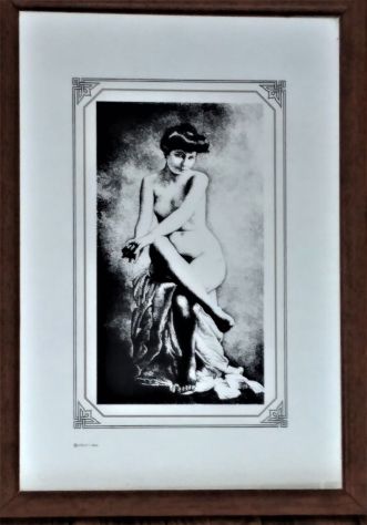 QUADRO A SPECCHIO RIGHETTI PROD DONNA SEDUTA SVESTITA ANNI 70