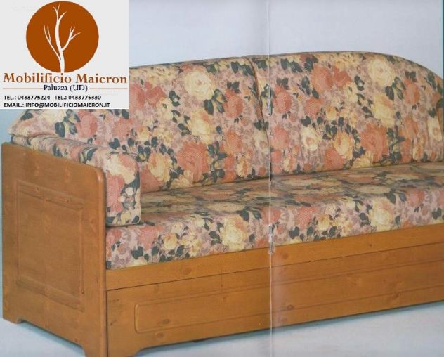 Mobili Rustici Country Divano in Legno 3 Posti Letto Miele Nuovo Prezzo Fabbrica