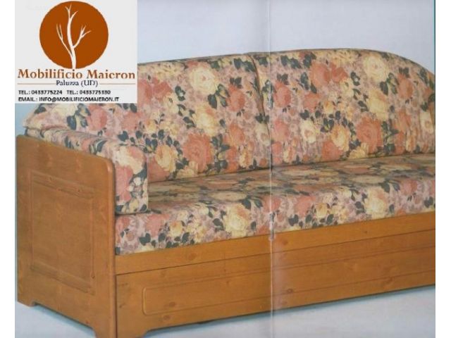 Mobili Rustici Country Divano in Legno 3 Posti Letto Miele Nuovo Prezzo Fabbrica