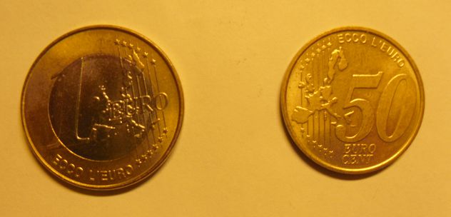 1 EURO E 50 CENTESIMI D'EURO DI SASSELLO LIGURIA - imitazione -