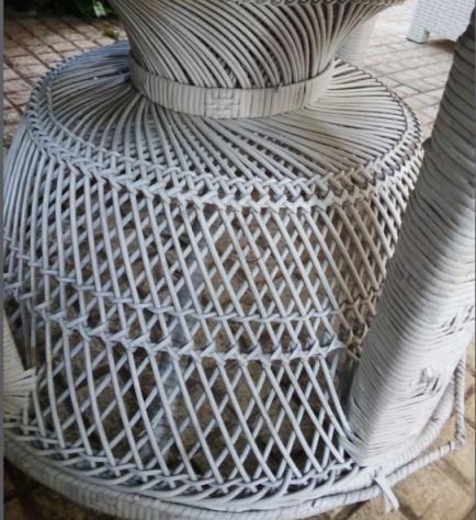 Poltrona pavone in rattan e midollino bianco - Foto 4