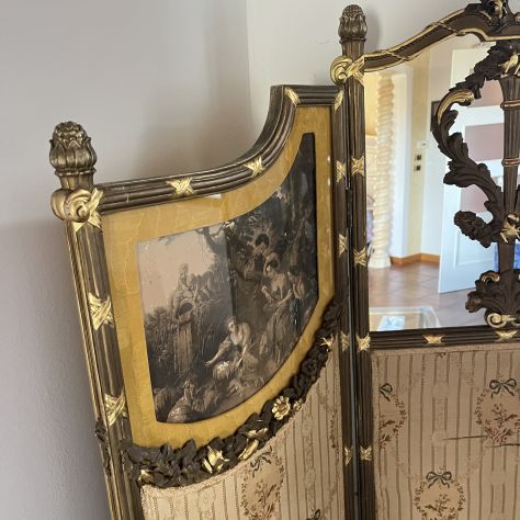 ANTICO PARAVENTO INIZIO 900 IN PASTIGLIA E ORO - Foto 3