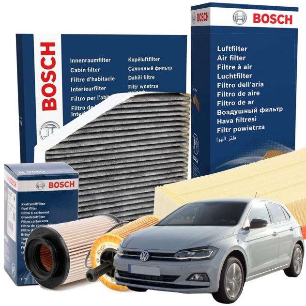 Kit Tagliando Bosch per Volkswagen Polo Filtro Aria Olio Carburante Abitacolo