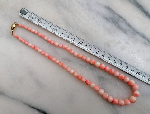 BELLISSIMA COLLANA SCALARE IN AUTENTICO CORALLO ROSA VARIEGATO. - Foto 10