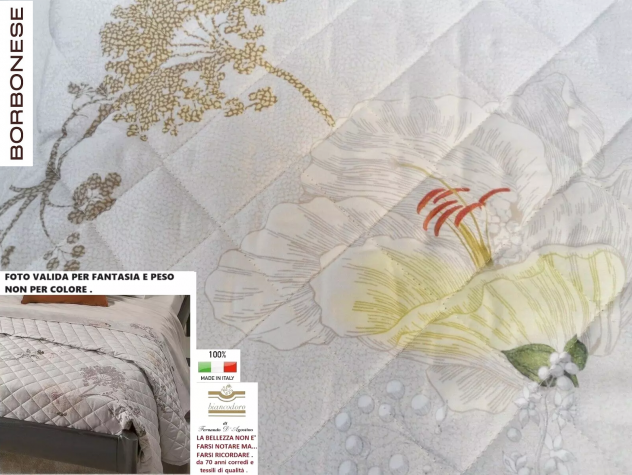 BORBONESE quilt copriletto trapuntino matrimoniale 2 varianti - Foto 7