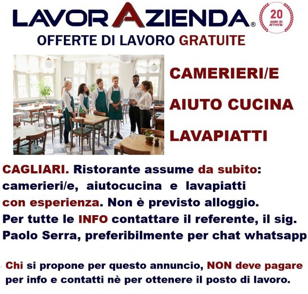 ricerca di staff per Ristorante a Cagliari