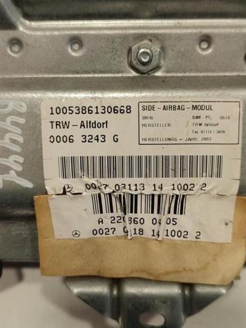 AIRBAG PORTA ANTERIORE DESTRA MERCEDES Classe S W220 4° Serie A2208600405 628960 (9905) - Foto 3