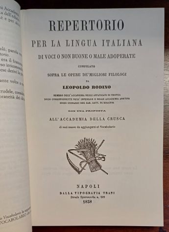 REPERTORIO PER LA LINGUA ITALIANA, LEOPOLDO RODINO', COPIA DEL 1858. - Foto 2