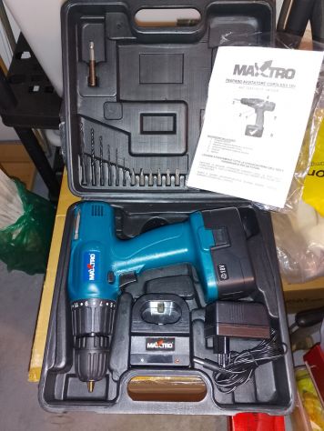 TRAPANO AVVITATORE CORDLESS MAXTRO POTENZA 18W MANDRINO AUTOSERRANTE - Foto 3