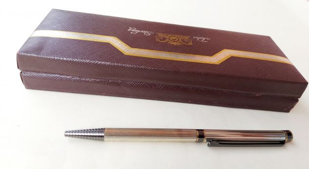 Splendida penna biro vintage John Sterling, corpo finemente cesellato in argento - Foto 5
