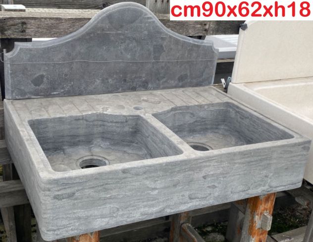 Lavello lavandino cucina in marmo granito pietra 90 cm - Foto 6