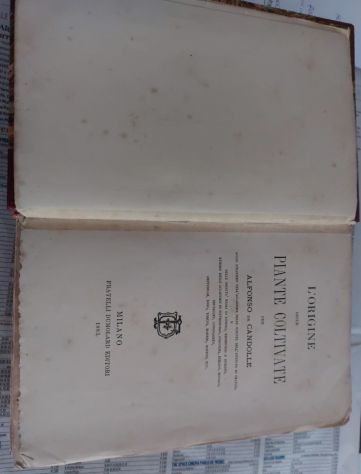 DE CANDOLLE, ALPHONSE. L’ORIGINE DELLE PIANTE COLTIVATE.1883 - Foto 3
