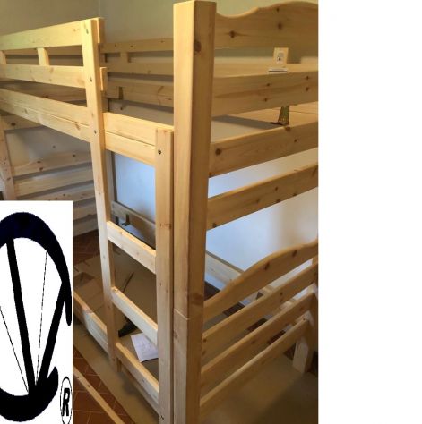 LETTO A CASTELLO IN PINO GREZZO, 88x203x167 - Foto 4