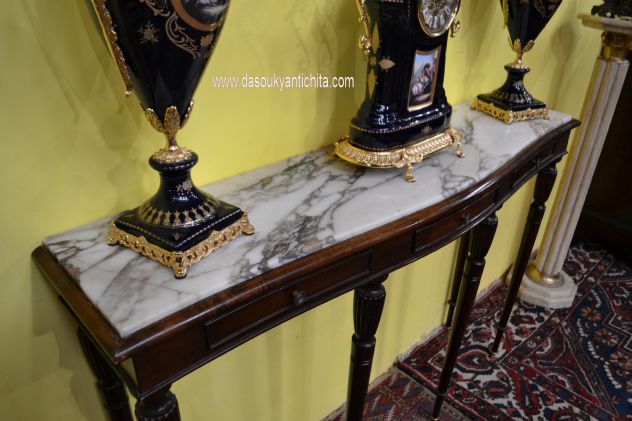 Console in mogano con piano in marmo anni 50 Mid-Century - Foto 5