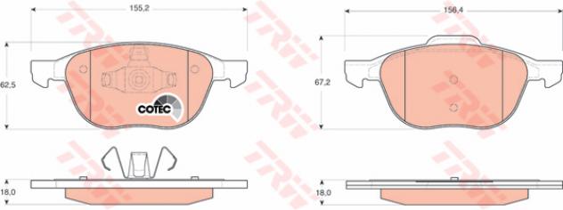 Trw Pattini Freno Ford Focus Ii/C-Max (03-) 1.8 Flex Gdb1583