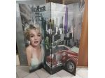 Paravento Separé divisorio Marilyn Monroe in 4 pannelli richiudibile