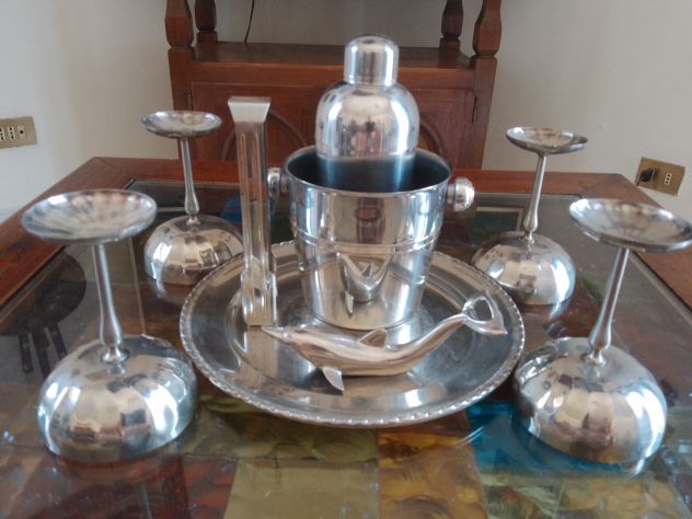Kit Completo Da Bar Vintage 8 Pezzi tutto Inox Italiano Anni 70/80