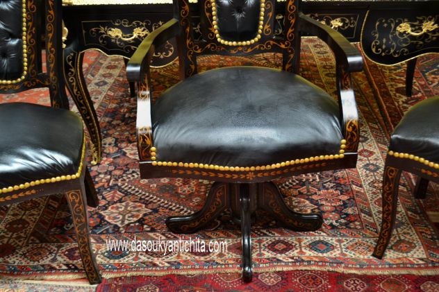 Tris poltrone da studio stile Napoleone III Boulle - Foto 8