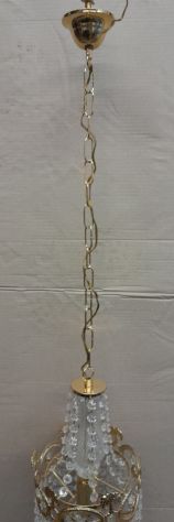 Lampadario In Ottone e Cristallo Vintage in stile impero a sospensione - Foto 2