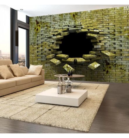 Fotomurale Adesivo Con Un Muro Verde Bucato ARREDALACASA