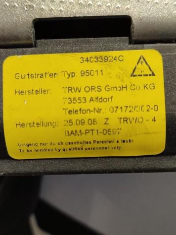 CINTURA DI SICUREZZA POSTERIORE CENTRALE VOLVO XC60 1° Serie 39854403 34033924C D5244T10 (0818) - Foto 3
