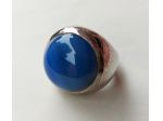 Anello fascione in argento 925 con cabochon tondo in agata azzurra