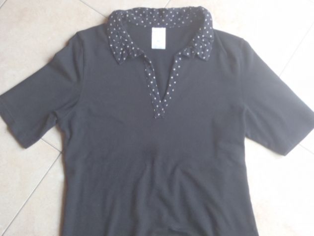 Maglietta con colletto nera donna - Foto 2