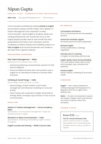Inglese livello madrelingua – lezioni private, conversazione e Business English