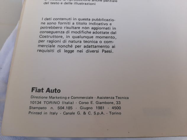 FIAT RITMO 105 TC MANUALE DI ASSISTENZA TECNICA 1981 - Foto 3