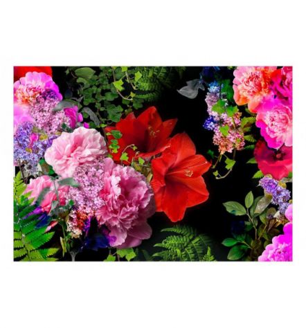 Fotomurale Adesivo Fiori Su Sfondo Nero ARREDALACASA - Foto 2