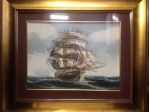Quadro ad olio soggetto veliero