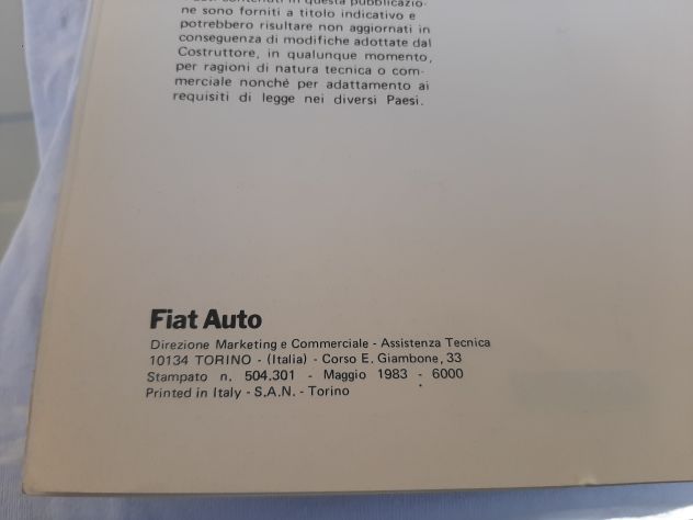 FIAT NUOVA  RITMO ABARTH 130 TC MANUALE DI ASSISTENZA TECNICA 1983 - Foto 4