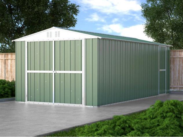Box prefabbricato, casetta da giardino in lamiera zincata. Capanno ricovero attrezzi o deposito/garage auto in Acciaio 3.27 x 6.11 m x h2.35 m - 346 K - Foto 5