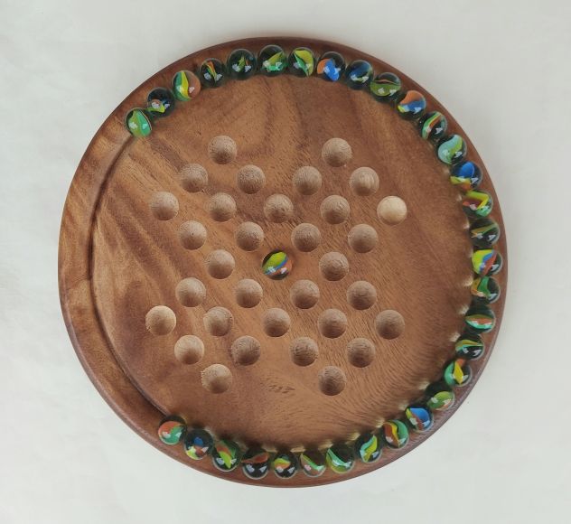 Dal Negro Gioco Solitario in Legno 33 Fori;Ø 25 cm.con biglie di vetro - Foto 2