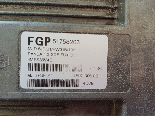 51758203 CENTRALINA MOTORE ECU FIAT PANDA 169 1.3 MULTIJET 16V MAN 5M KW51 – 70C - Foto 4