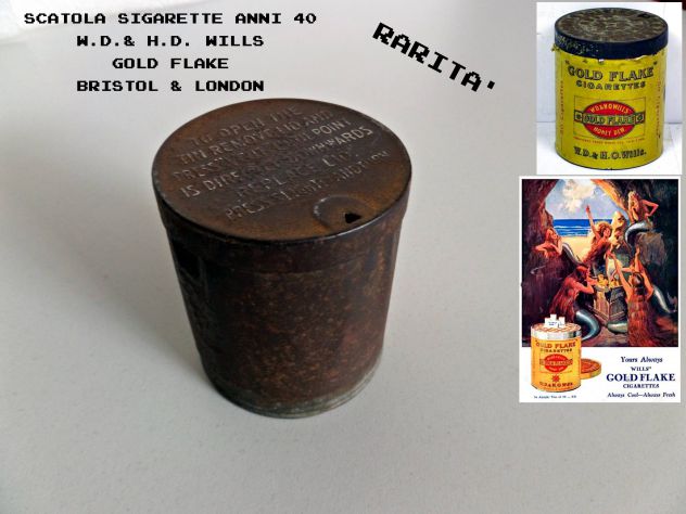 Scatola Sigarette anni 40 Gold Flake (rarissima) (latta)
