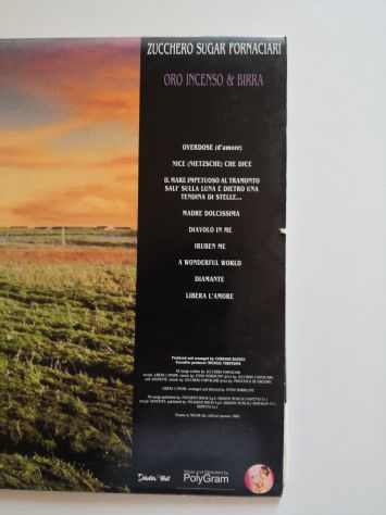 Disco Vinile Lp 33 giri di Zucchero - "Oro Incenso & Birra", originale del 1989 - Foto 4
