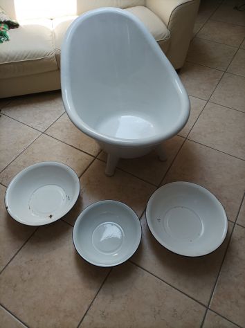 Vasca/Tinozza da bagno Vintage, stile classico in ferro/ghisa smaltata bianca. - Foto 4