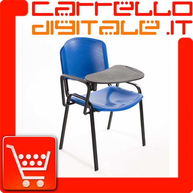 Sedie, Poltroncine Conferenza Ufficio con Scrittoio Ribaltina per le sale d'attesa - BLU in PLASTICA – NUOVE