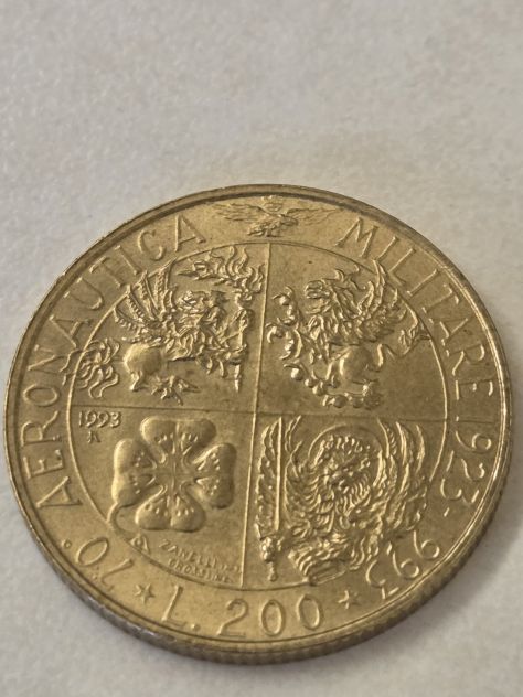 Numismatica moneta da 200 lire repubblica it. del 1993 70° Aereonautica Milit. - Foto 2