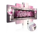 Quadro Elegante Rosa Con Vetro Acrilico Cm.100x50 E 200x100