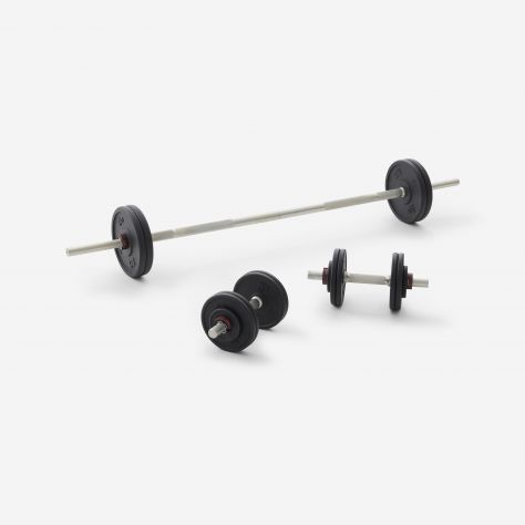 Set Pesi 28mm: Bilanciere + 4 Manubri + 74kg Ghisa Domyos + Rastrelliere - Foto 4